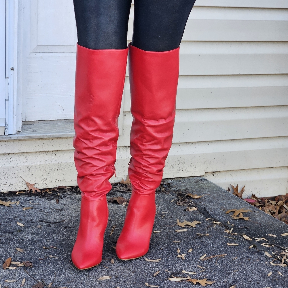 INC International Concepts Women's Iyonna Over-The-Knee Slouch Boots Red